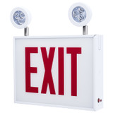 Satco | 67-310 | Combo Exit Sign/Emergency Light Chicago Approved White Housing 120-277V 90 min Backup Single Face Surface Mounting