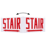 Satco | 67-375 | Edge Lit Exit Sign Double-Sided Panel Accessory White Double-Face Plastic Panel Red STAIR Signage Double Direction Arrow