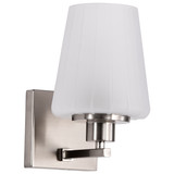 Satco 60-8221 Lune, 1 Light Vanity, Brushed Nickel Finish, Etched White Glass