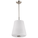 Satco 60-8228 Lune, 3 Light Pendant, Brushed Nickel Finish, Etched White Glass