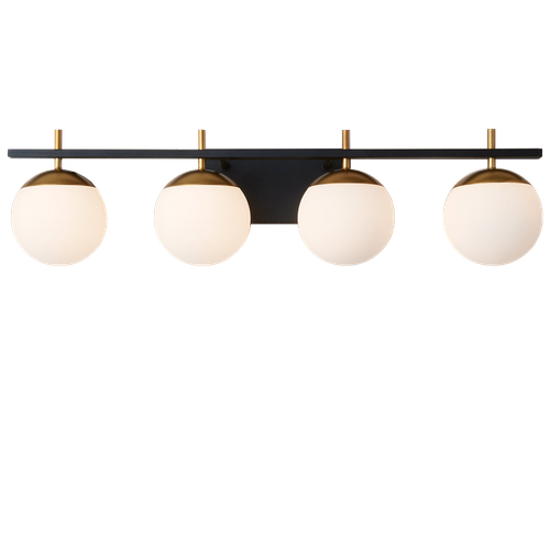 Efficient Lighting EL-281-04 | EL-281-04 Interior Wall Mount Bathroom Vanity Lighting Fixture - Polished Gold & Powder Coated Black, Fixture only, no bulb included