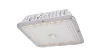 ASD Lighting ASD-CAN09S-A80WH-8EM | LED Edge-Lit Canopy with Q-base and 8W Battery Back-up 50/70/80W 120-277V 0-10V Dimmable 140Lm/W 3000/4000/5000K White UL DLC Premium