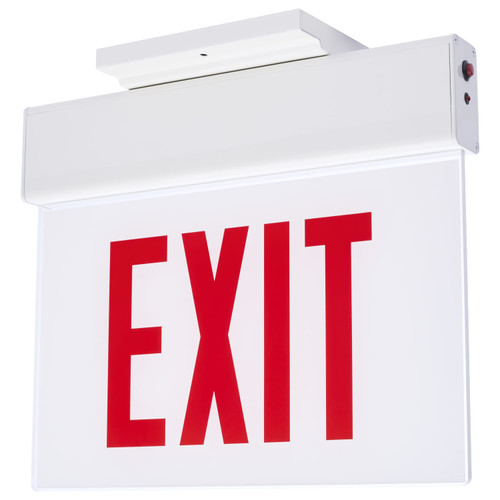 Satco | 67-341 | Edge Lit Exit Sign Chicago Approved White Housing 120-277V 90 min Backup Double Face Surface Mounting