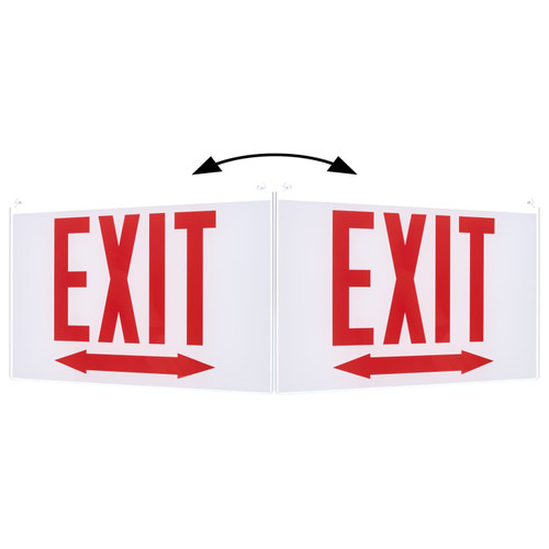 Satco | 67-372 | Edge Lit Exit Sign Double-Sided Panel Accessory White Double-Face Plastic Panel Red EXIT Signage Double Direction Arrows