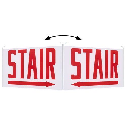 Satco | 67-374 | Edge Lit Exit Sign Double-Sided Panel Accessory White Double-Face Plastic Panel Red STAIR Signage Right/Left Direction A