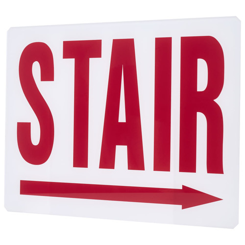 Satco | 67-325 | Exit Sign Panel Accessory White Glass Panel Red STAIR Signage Right Direction Arrow For Use with Steel Chicago Signs and