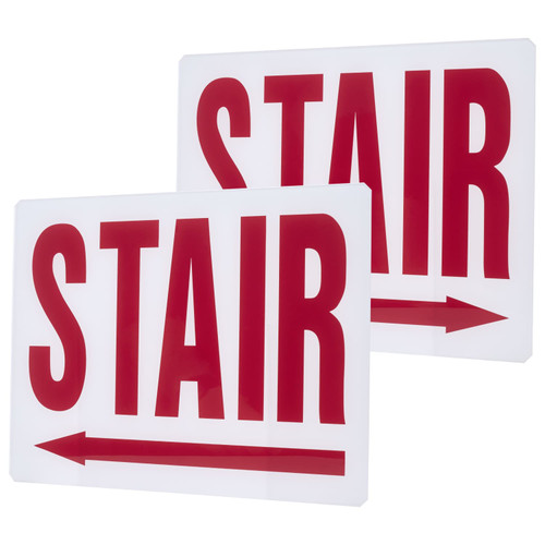 Satco | 67-334 | Exit Sign Double-Sided Panel Kit Accessory Two White Glass Panels Red STAIR Signage One Panel Has Right Direction Arrow 