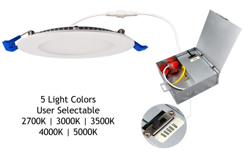 Lotus LED-S9W-5CCT-WH 4" Round Ultra Slim Budget LED Downlight 9W 5CCT 27-30-35-40-50K White