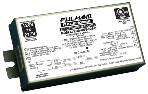 Fulham RHA-UNV-226-C | RaceHorse A, CFL Ballast, Universal Voltage,, for 1 or 2 x 26W CFL, C Model