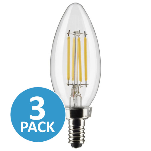 Maxlite 100963 | 4W LED Filament B10 80 CRI 2700K Dim E12 - 3-Pack - Wingstack