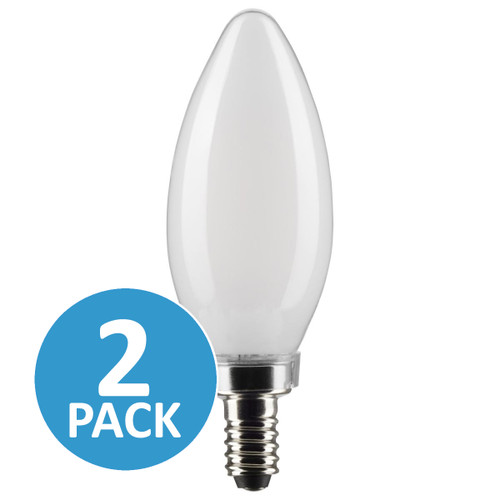 Satco S21818 | 3 Watt B11 LED; Frosted; Candelabra Base; 2700K; 200 Lumens; 120 Volt; 2-Pack