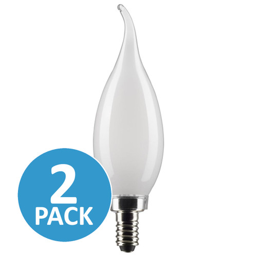 Satco S21843 | 4 Watt CA10 LED; Frosted; Candelabra Base; 2700K; 350 Lumens; 120 Volt; 2-Pack