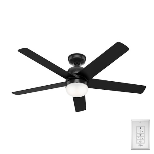 Hunter Fan 50292 | 52-inch Anorak Matte Black WeatherMax Indoor / Outdoor Ceiling Fan with LED Light Kit and Wall Control