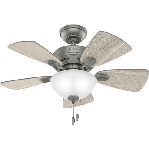 Hunter Fan 51471 | 34-inch Watson Matte Silver Ceiling Fan with LED Light Kit and Pull Chain