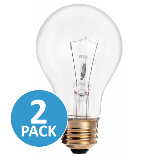 Satco S3940 | 25 Watt A19 Incandescent; Clear; 2500 Average rated hours; 170 Lumens; Medium base; 130 Volt; 2/Pack