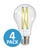 Satco S12442 | 12.5 Watt A19 LED; 100 Watt Replacement; Clear; Medium base; 2700K; 120 Volt; 4-Pack