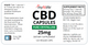 Label for 25mg Pure Crystalline Healthy Blend CBD Capsules. No THC. Pure CBD by My Fit Life