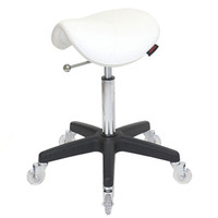 Saddle White Salon Stool - Black Base