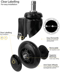 Turbo Black Salon Stool - Black Base - Click'n Clean Castor Wheels