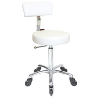 Sprint White Salon Stool - Chrome Base - Click'n Clean Castor Wheels