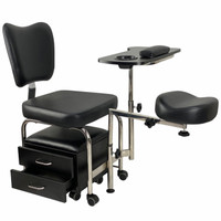 2 in1 Pedicure & Manicure Stool - Black