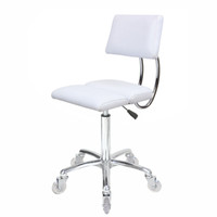 Dove White Salon Stool - Chrome Base