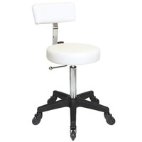 Sprint White Salon Stool - Black Base - Click'n Clean Castor Wheels