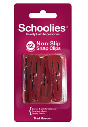 Schoolies Non-Slip Snap Clips 12pc - Mad Maroon