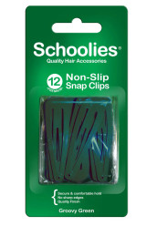 Schoolies Non-Slip Snap Clips 12pc - Groovy Green