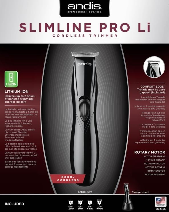 Andis Professional Slimline Pro Lithium Cordless Trimmer Black MYSALON