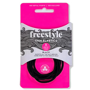 Freestyle Metal Free Thin Ponytail Holder Black - 6pc Freestyle Metal Free Thin Ponytail Holder Black - 6pc