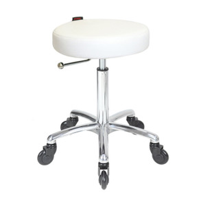 Turbo White Salon Stool - Chrome Base - Click'n Clean Castor Wheels