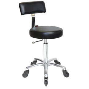 Sprint Black Salon Stool - Chrome Base - Click'n Clean Castor Wheels Sprint Black Salon Stool - Chrome Base - Click'n Clean Castor Wheels