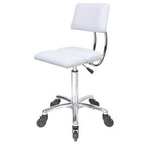 Dove White Salon Stool - Chrome Base - Click'n Clean Castor Wheels Dove White Salon Stool - Chrome Base - Click'n Clean Castor Wheels
