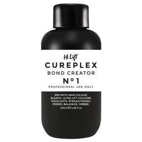 Hi Lift CurePlex No 1 Bond Creator 100ml bottle for protecting hair and rebuilding bonds during colour or chemical treatments Hi Lift CurePlex No 1 Bond Creator 100ml bottle for protecting hair and rebuilding bonds during colour or chemical treatments