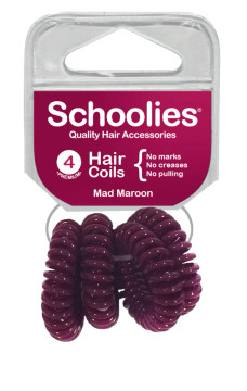 Schoolies Hair Coils 4pc - Mad Maroon