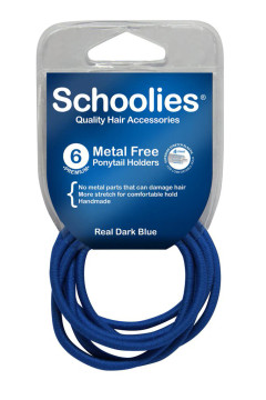 Schoolies Metal Free Ponytail Holders 6pc- Real Dark Blue Schoolies Metal Free Ponytail Holders 6pc- Real Dark Blue