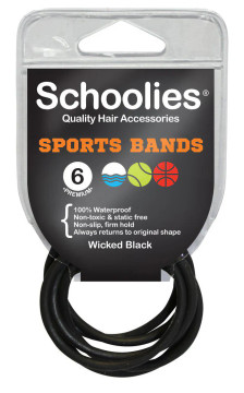 Schoolies Sports Bands 6pc- Wicked Black Schoolies Sports Bands 6pc- Wicked Black