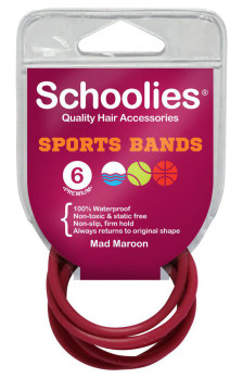 Schoolies Sports Bands 6pc- Mad Maroon