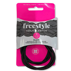 Freestyle Metal Free Thick Ponytail Holders Black - 4pc Freestyle Metal Free Thick Ponytail Holders Black - 4pc