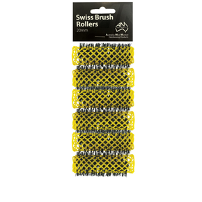 Swiss Brush Rollers Yellow 20mm  6pk