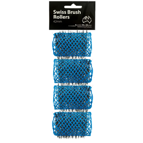Swiss Brush Rollers Blue 42mm - 4pk