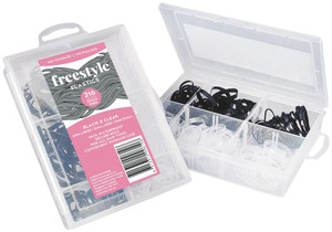 Freestyle Snag Free Hair Elastic  216pc Value pk - Black & Clear