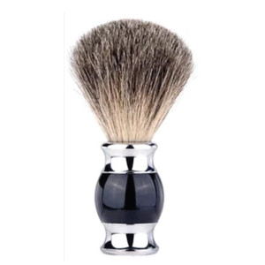 Black/Chrome Shaving Brush With Silver Handle
