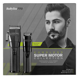 BabylissPRO Cordless Super Motor Collection (Clipper + Trimmer) + Barber Cape + Barber Comb Set