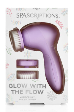 Spa Scriptions Glow With The Flow Facial Brush 4 Piece Set