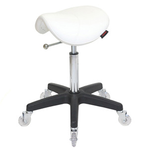Saddle White Salon Stool - Black Base