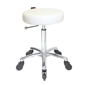 Turbo White Salon Stool - Chrome Base - Click'n Clean Castor Wheels