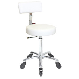 Sprint White Salon Stool - Chrome Base - Click'n Clean Castor Wheels