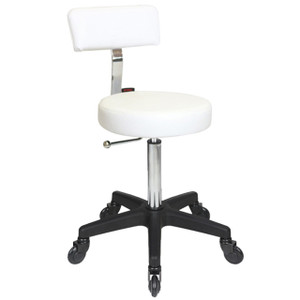 Sprint White Salon Stool - Black Base - Click'n Clean Castor Wheels